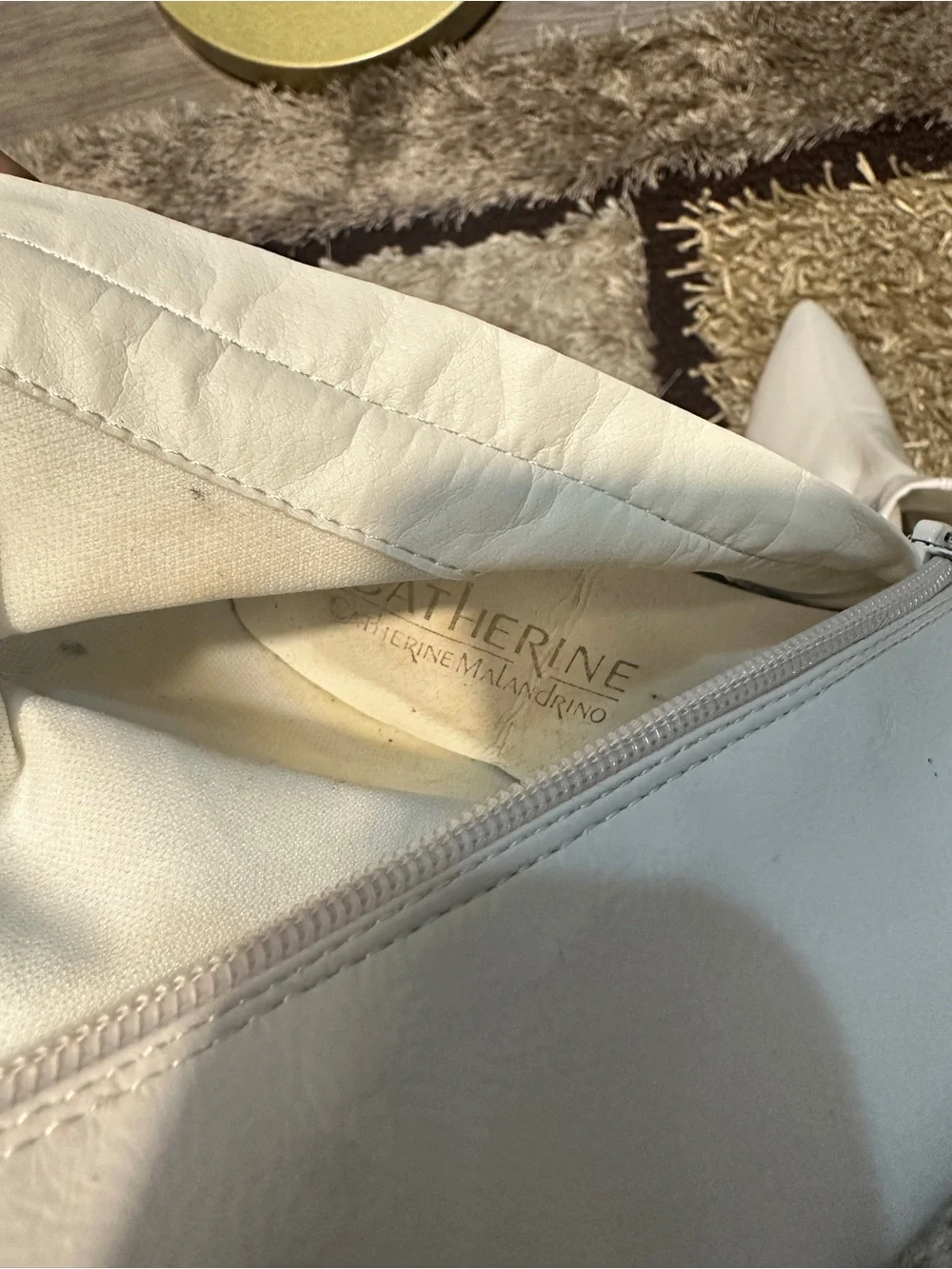 Catherine Malandrino White Patent Pointed-Toe Stiletto Booties